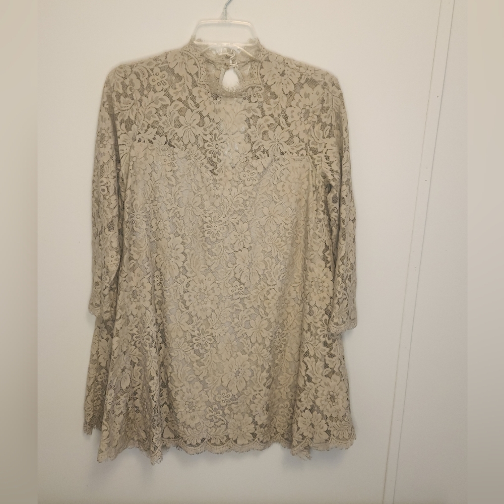 Show Me Your MuMu Lindy Gray Lace Long Sleeve Dress Size Small